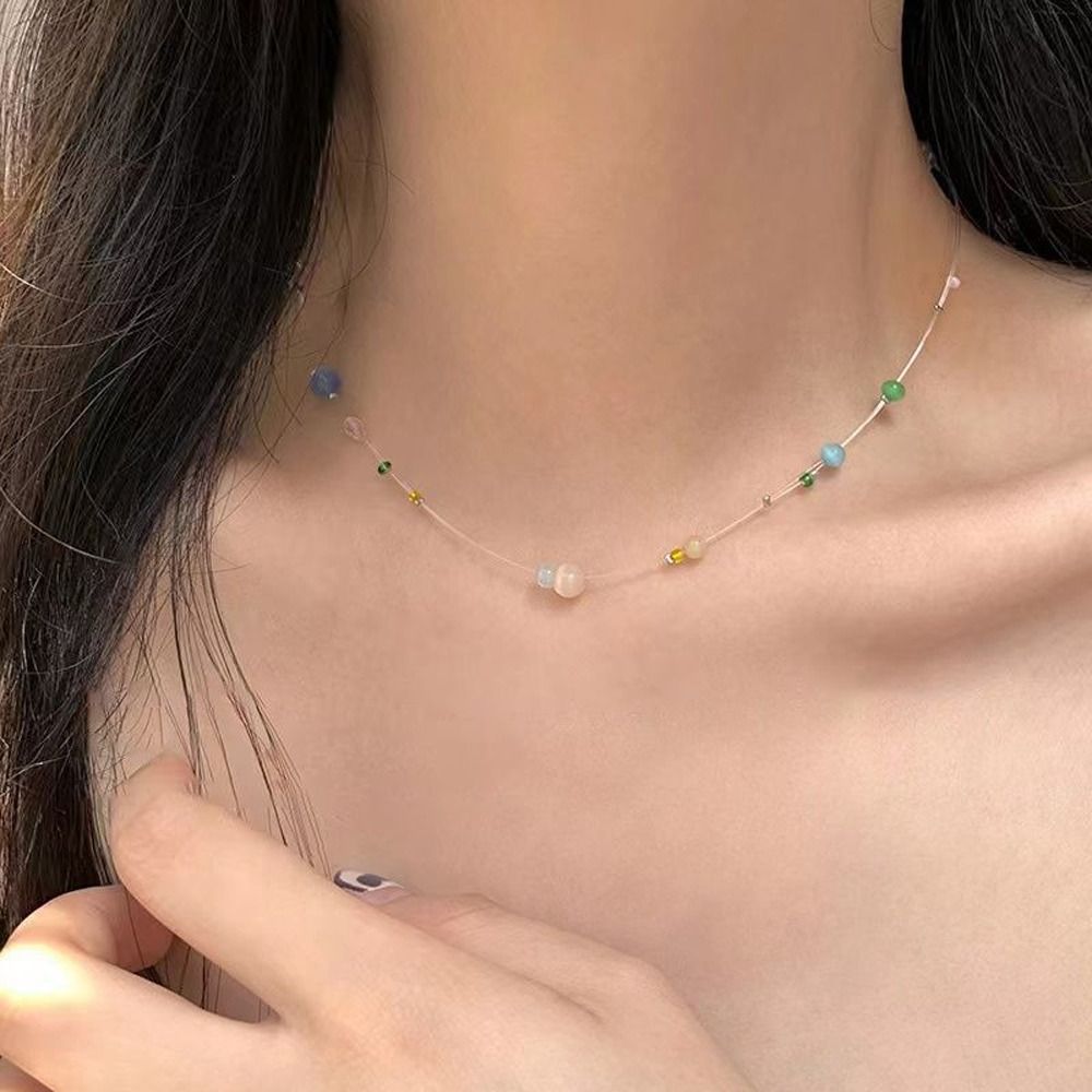 Korean Girl Lifestyle - Delicate Alloy Korean Style Necklace Colorful