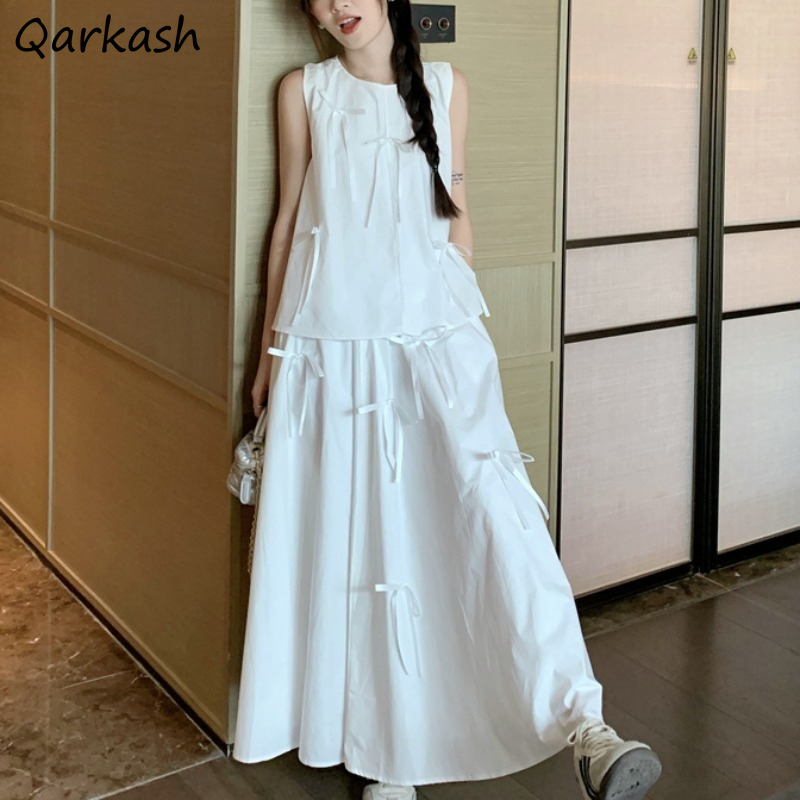 White Dress Sets for Women Bow - Korean Lifestyle recensie en prijs